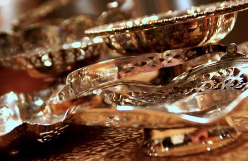 Silver plated serving pieces