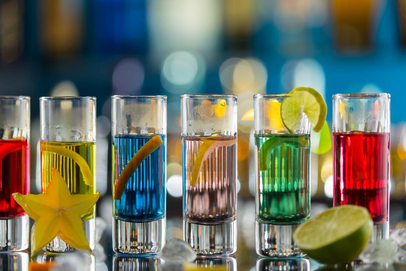 Colored vodka shots