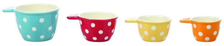 Creative Co-Op Polka Dot Ceramic Measuring Cup Set