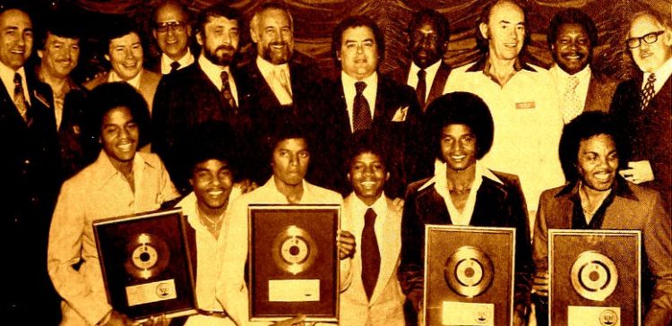 Jackson Five receiving gold records in 1977