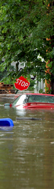 Sinking car in flood water