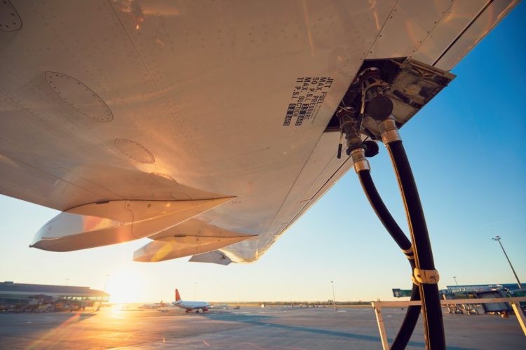 Refueling an airplane before flight