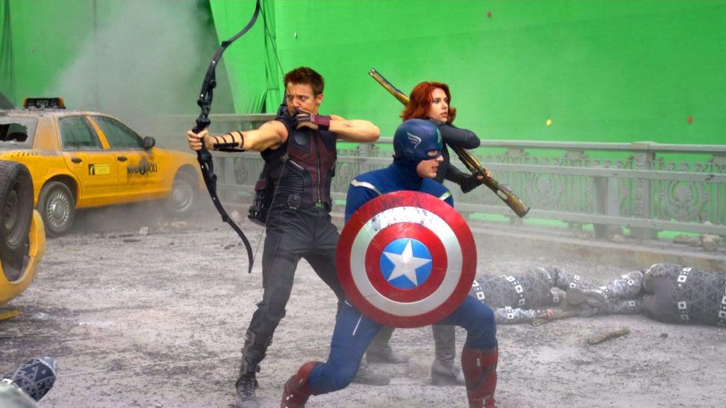 Green screen/chroma key scene shooting from Marvel's Avengers