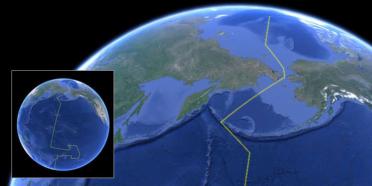 International Date Line on image of Earth - NOAA