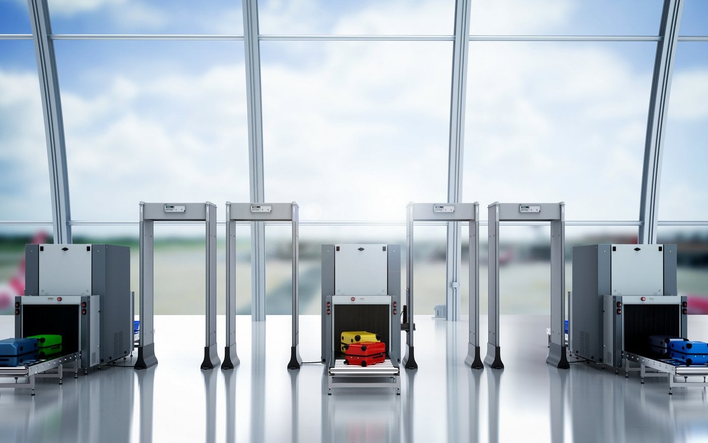 Airport security screening metal detectors