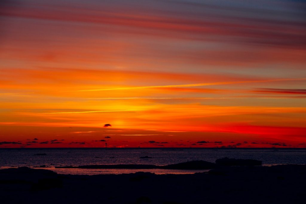 Red and orange winter sunset