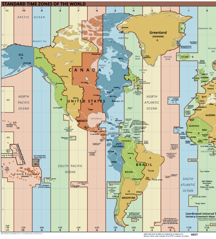 Western Hemisphere Time Zones