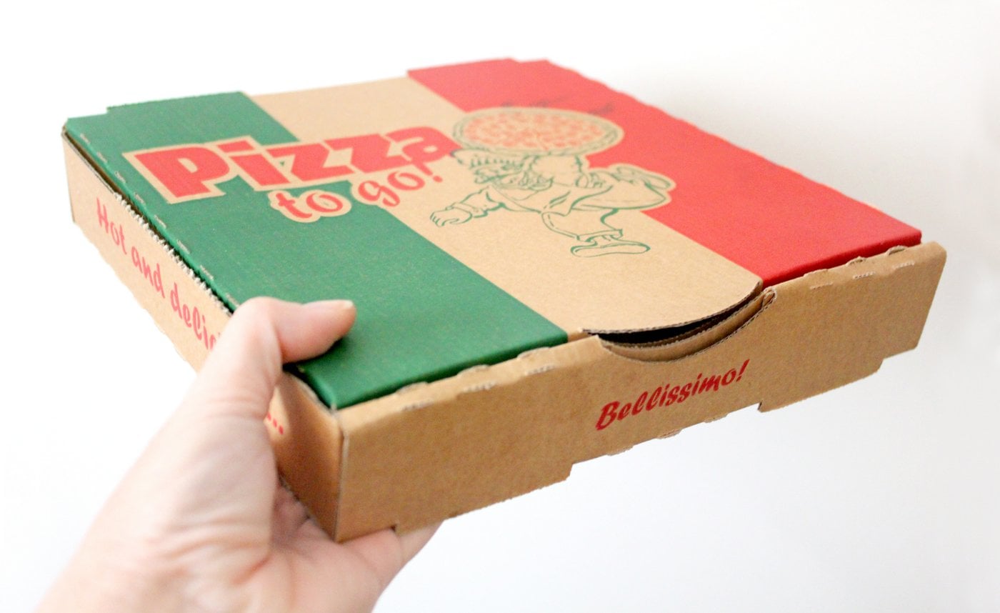 Cardboard pizza box to go